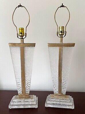 Vtg. Mid Century PAIR Lamps Lamp LUCITE 1000 Bubbles Futuristic Modern 3 way