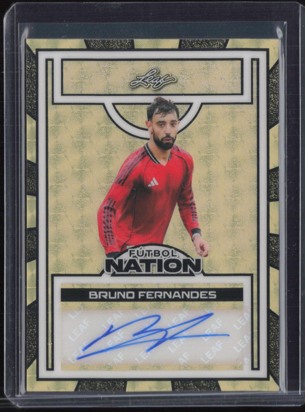 2025 Leaf Futbol Nation Super Prismatic Gold Bruno Fernandes 1/1 Auto Autograph