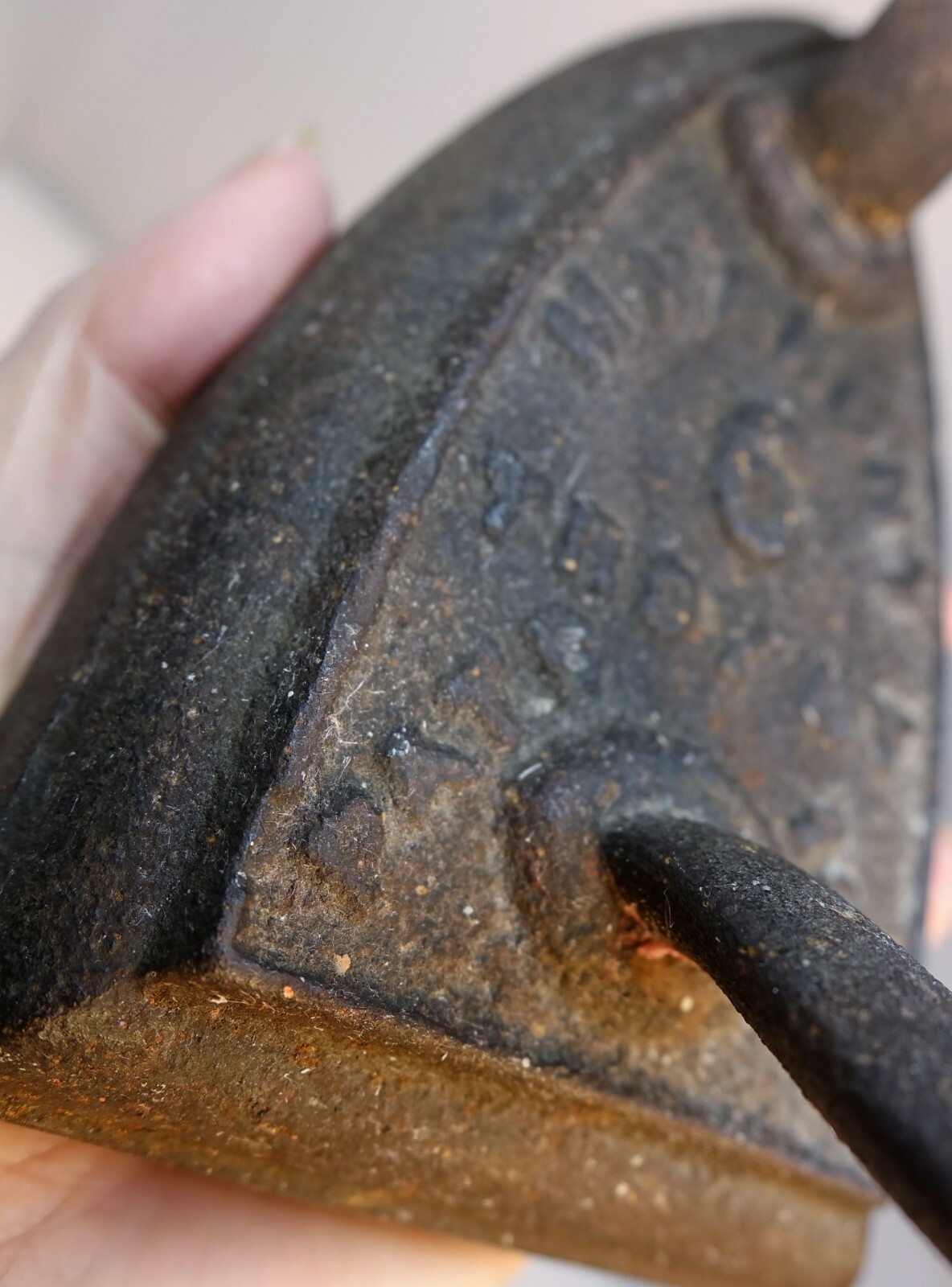 Vintage Sad Iron Cast Metal M Mahony No. 6 Troy NY 1876 Antique Primitive