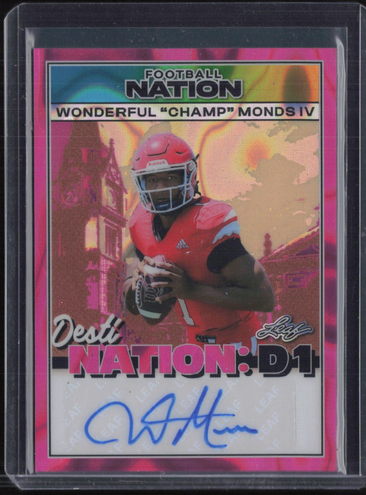 2025 Leaf Football Nation Destination D1 Lava Wonderful Champ Monds IV 6/6 Auto