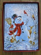 10 CHRISTMAS Leanin Tree Cards Box Set, SNOWMAN IN WOODS W/ WOODLAND ANIMALS | eBay