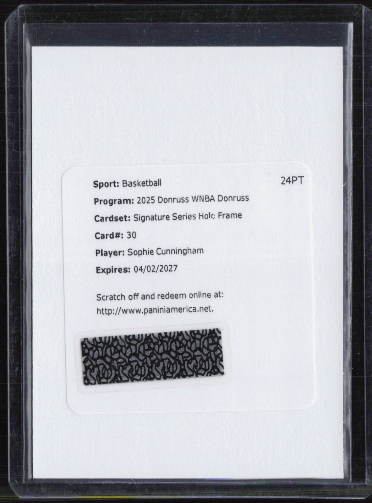 2025 Panini Redemption Donruss WNBA Holo #30 Sophie Cunningham Auto Autograph