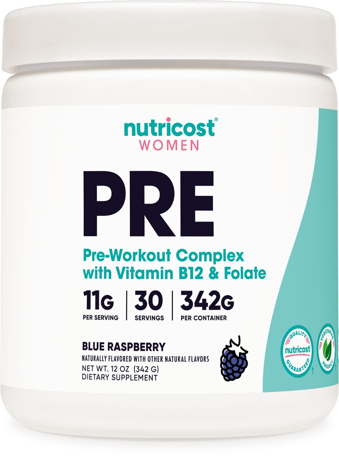 Предтренировочный порошок Nutricost для женщин, голубая малина, 30 порций