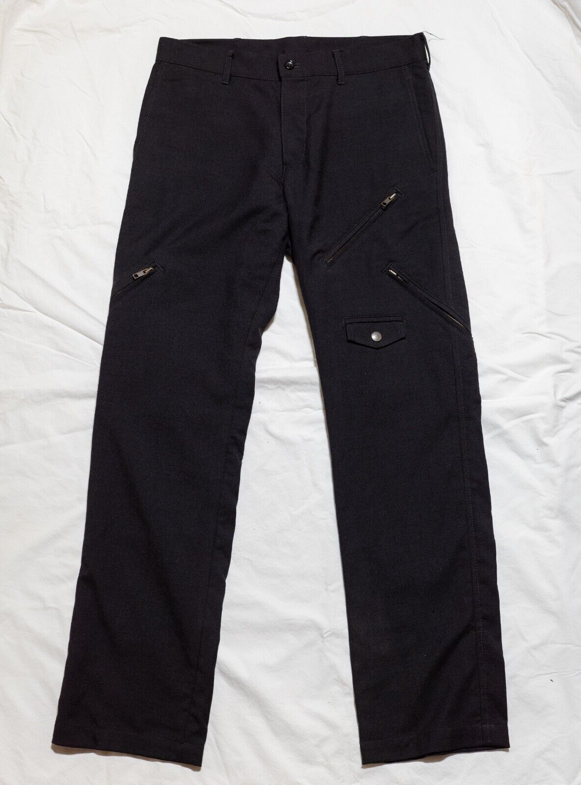Comme Des Garcons Homme Black Wool Pants With Zipper Pockets Comme Des Garcons Homme Black Wool Pants With Zipper Pockets