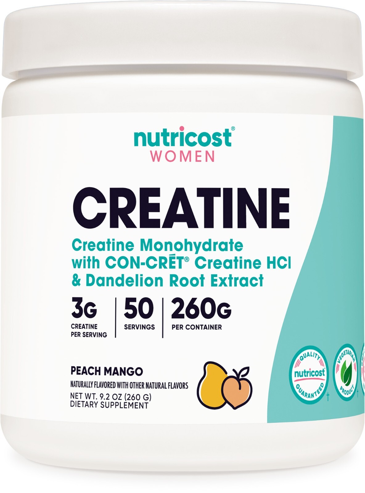 Порошок моногидрата креатина Nutricost для женщин, вкус персика и манго, 50 порций