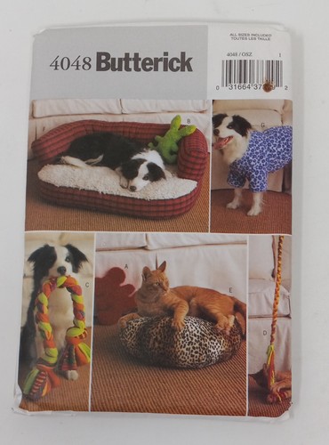 Butterick 2003 Sewing Pattern #4048 Pet Cat Dog Bed Mouse Bunny Toy Braid Uncut