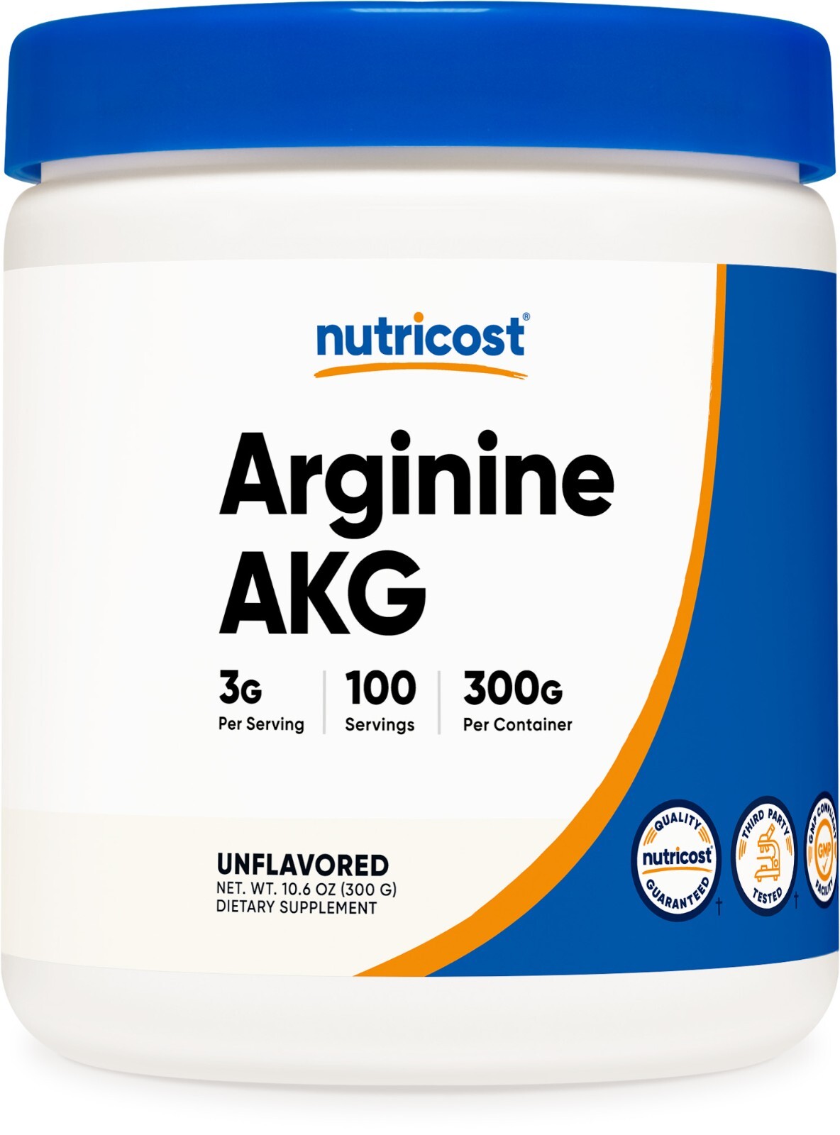 Порошок Nutricost Arginine AKG 300 грамм (AAKG) — 3 г на порцию и 100 порций