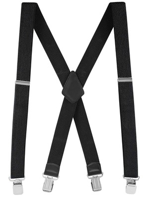 Textured Suspenders for Men - 48'' Adjustable Straps 1 1/2'' - X Back with Meta...