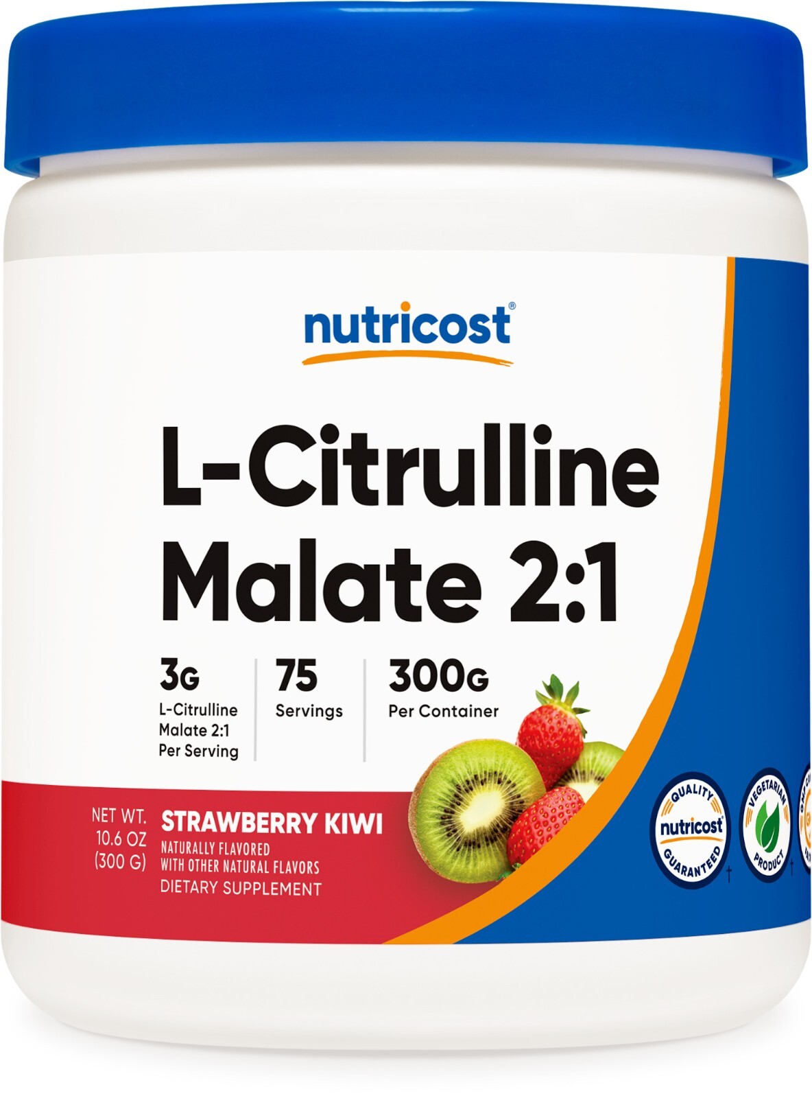 Nutricost L-цитруллин малат в порошке (300 г) (клубника и киви)
