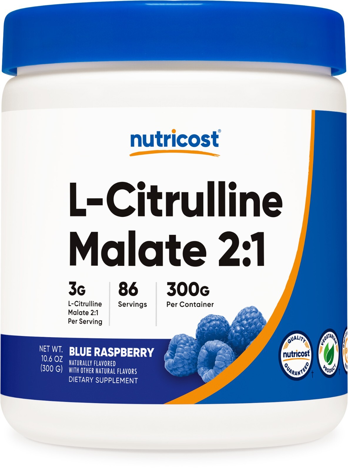 Nutricost L-цитруллин малат 2:1 порошок (300 г) (голубая малина)