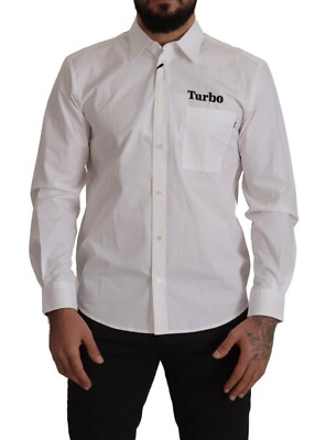 MSGM Shirt White Turbo 100% Cotton Long Sleeves Dress Formal 40/US15,75/M $550