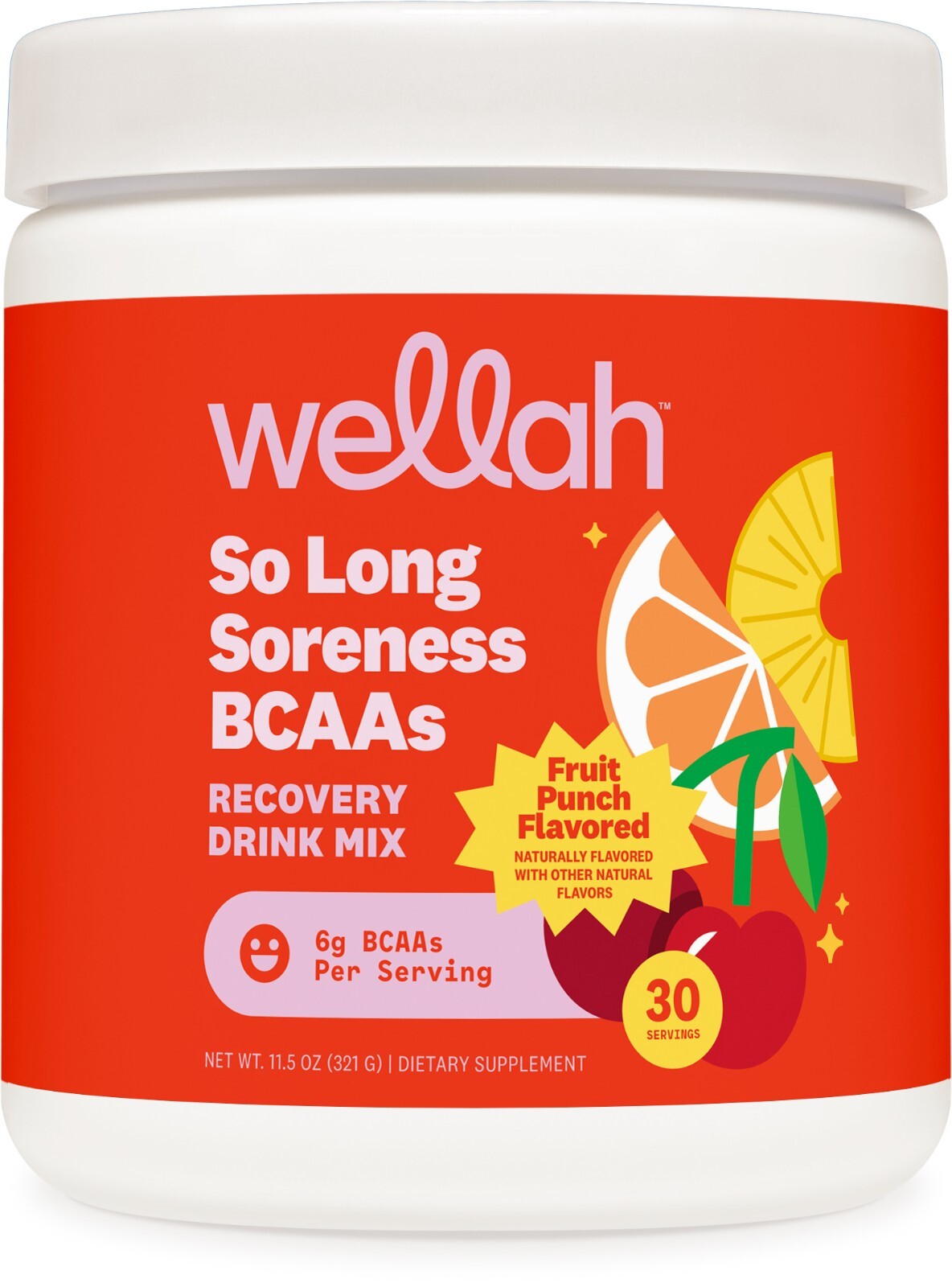 Wellah So Long Soreness BCAA Powder (со вкусом фруктового пунша), 30 порций