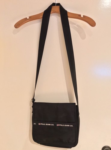 VINTAGE Polo Jeans Ralph Lauren Banner Messenger Bag Blue