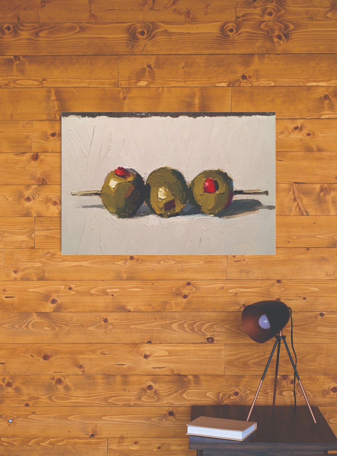 GREEN OLIVES ABSTRACT STRETCHED CANVAS WALL ART READY TO HANG CP230