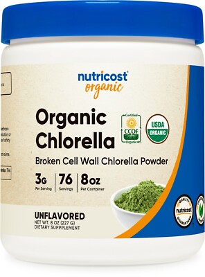 Nutricost Чистый органический порошок хлореллы 8 унций — 76 порций Питательные вещества и клетчатка!