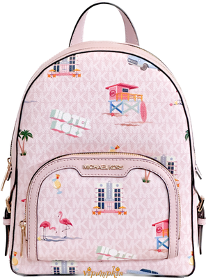 Michael Kors Jaycee Medium Zip Pocket Backpack Miami Pink Light
