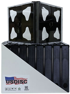 USDISC CD Jewel Cases Chubby 24mm, Quintuple 5 Disc (Black) Lot