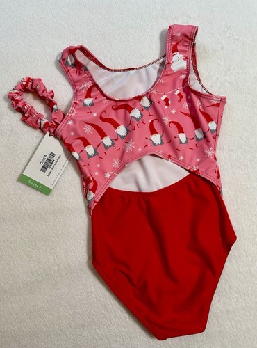 New DESTIRA gymnastics Leotard GNOME Pink CHRISTMAS Holiday GK CS Child Small