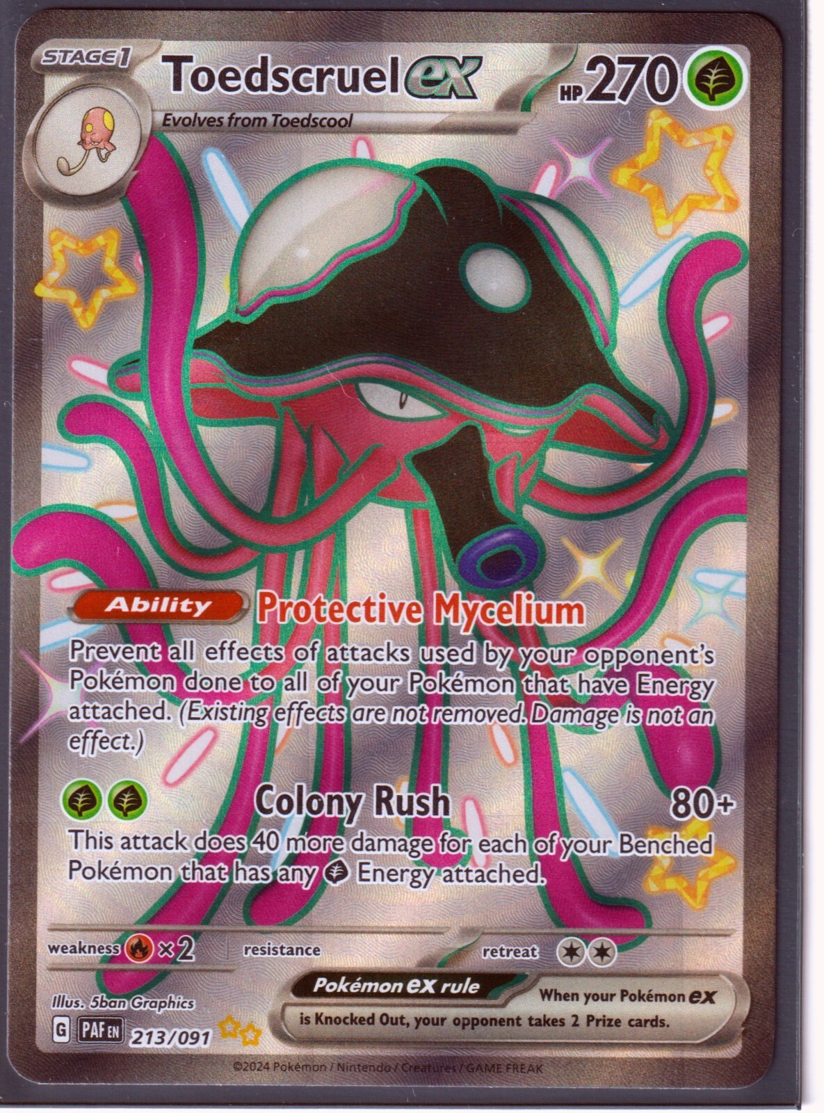 Shiny TOEDSCRUEL ex 213/091 -PALDEAN FATES POKEMON -FULL ART Shiny TOEDSCRUEL ex 213/091 -PALDEAN FATES POKEMON -FULL ART