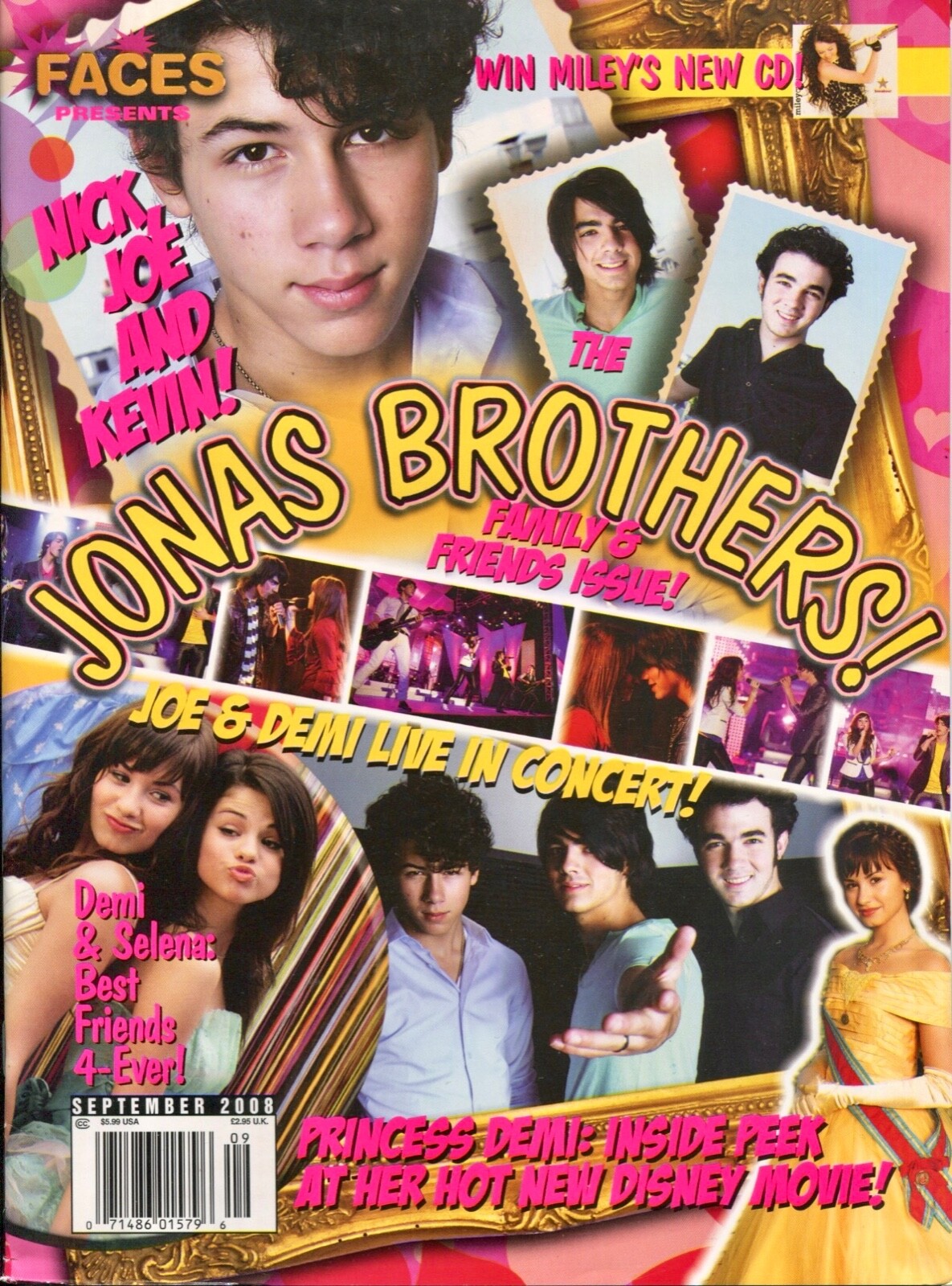 サイン入り　海外雑誌　Jonas Brothers FACES Teen Magazine ~ Sept 2008 ~ Jonas Brothers Demi