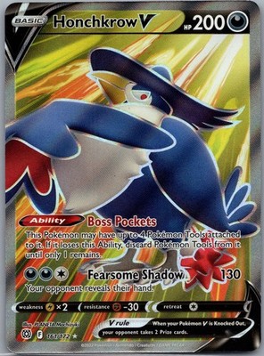 Honchkrow V (Full Art) Holo Ultra Rare SWSH09: Brilliant Stars 161/172 NM