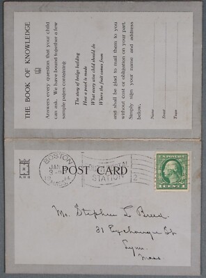 Mayfairstamps US 1914 Boston MA South Postal Station Flag Cancel Postal Card aak