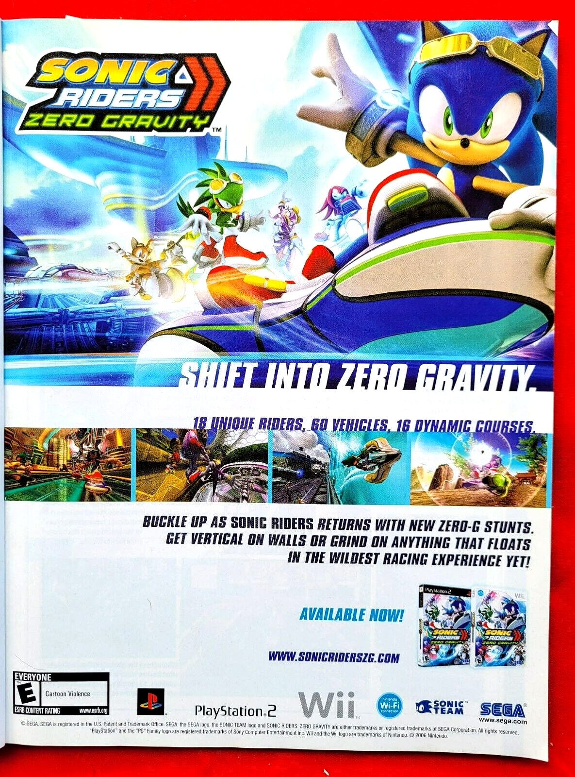RARE! 2008 SONIC RIDERS ZERO GRAVITY Video Game = Promo Art