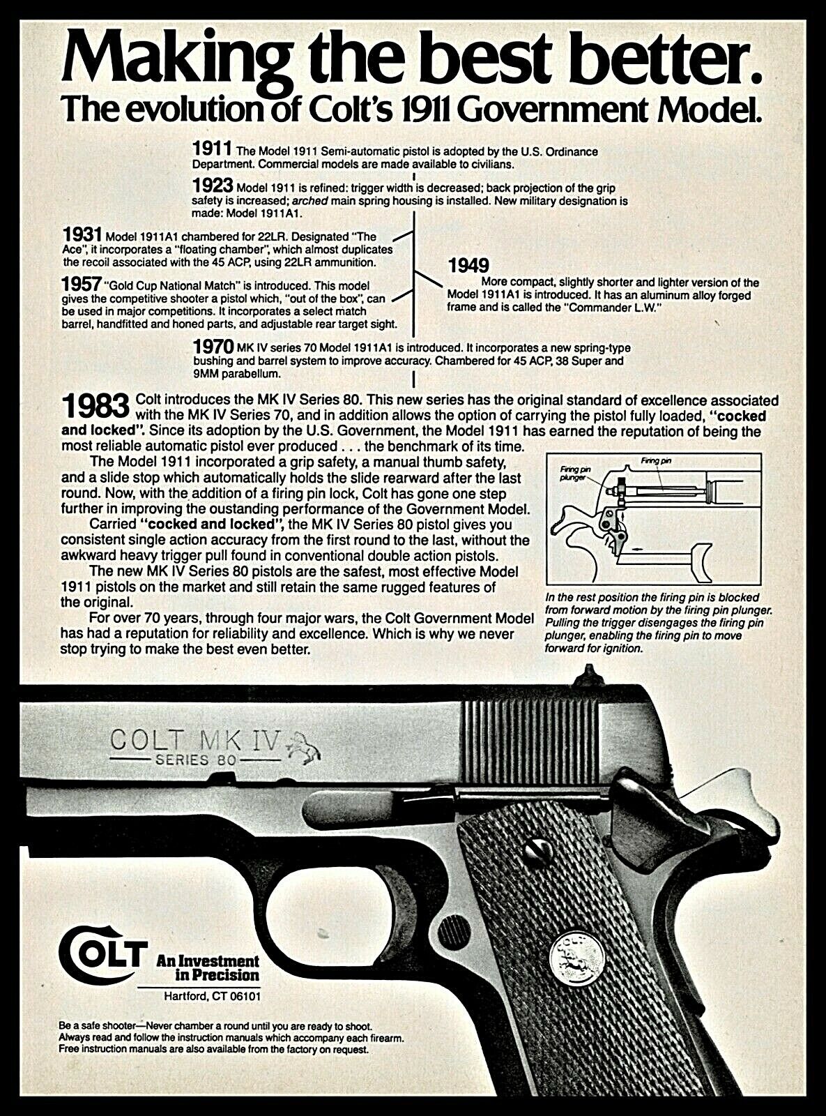 1983 COLT 1911 Government MK IV Series 80 Pistol AD Gun 1983 COLT 1911 Government MK IV Series 80 Pistol AD Gun