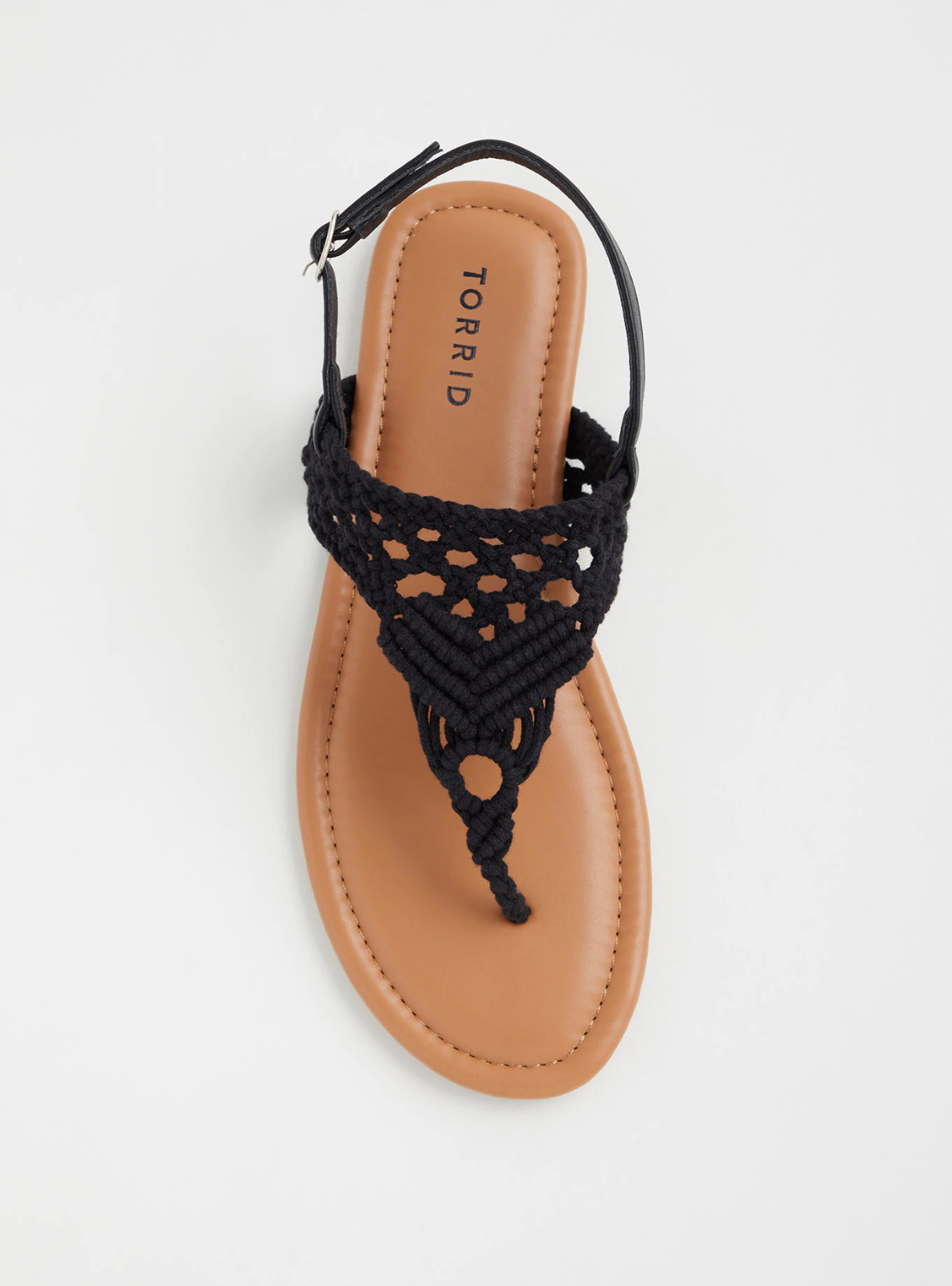 Torrid Black Macrame T Strap Sandal Wide Width Sz: 11 #83154