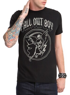 Fall Out Boy Mens Grim Reaper Graphic Black Shirt New XS