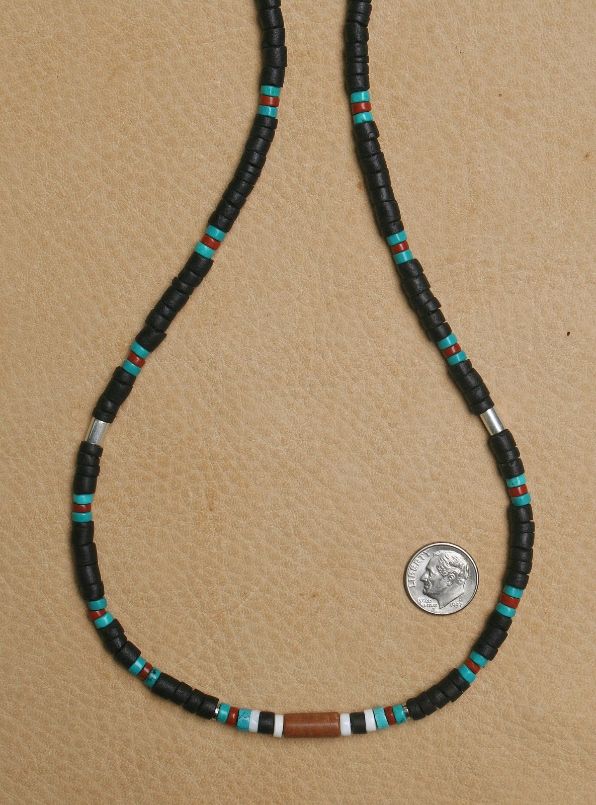 TURQUOISE BEADED REAL HEISHE NECKLACE 4mm GENUINE GEMSTONE SILVER FINDINGS PLUS