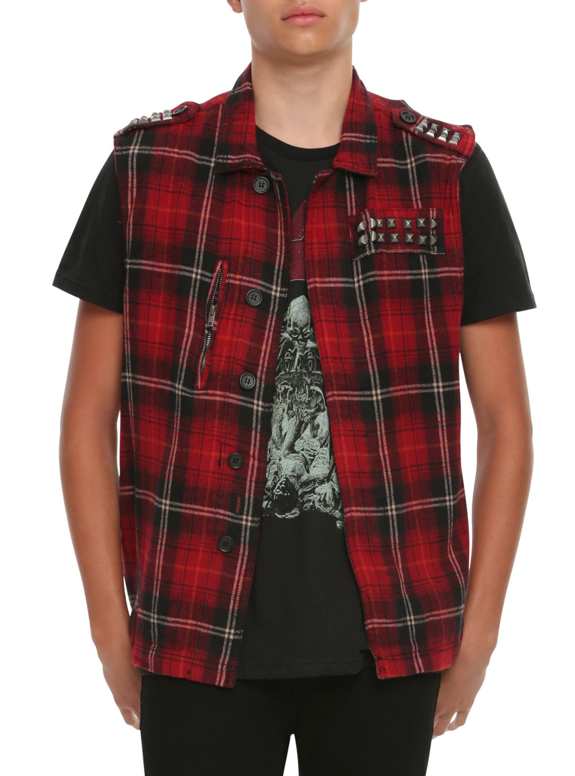 TRIPP GOTHIC PUNK BIKER TRUCKER STUDDED FLANNEL TARTAN PLAID