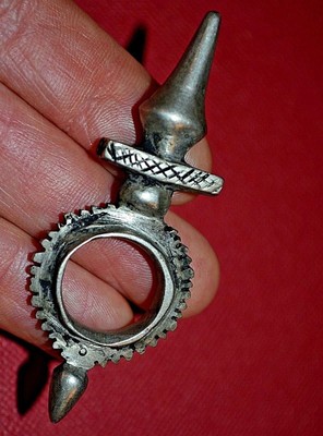 Antique Tuareg Tribe Big Zinder Cross Tenalit Ethnic Pendant Amulet Ring Size 4