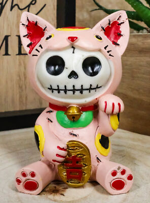 Furry Bones Pink Maneki Neko Skeleton Figurine Lucky Cat Kitten Furrybones Toy