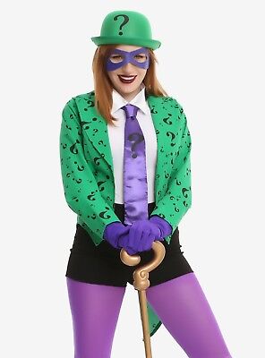 DC Comics Batman Lady Riddler Costume Cosplay Halloween Tuxedo Jacket Coat + M L