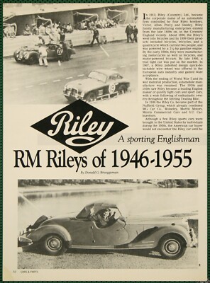 Riley 1946-1955 RM Series Design Features Specs Vintage Pictorial Article 1986