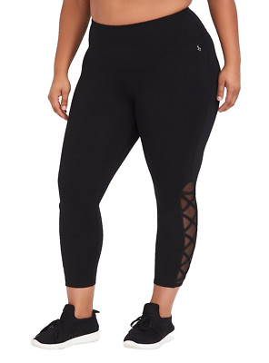 TORRID ACTIVE 00X Black Lattice Crop Wicking Active Legging Pockets Max Coverage