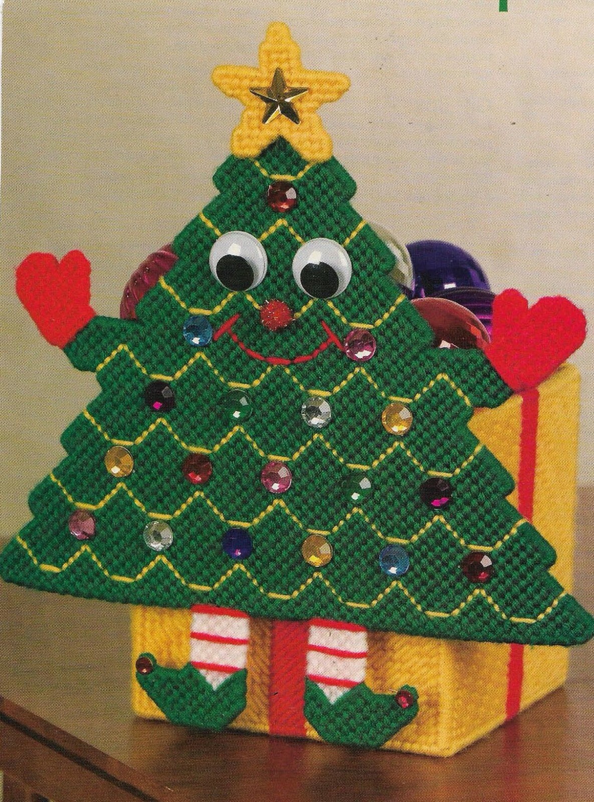 christmas-tree-surprise-box-plastic-canvas-pattern-instructions-htf-ebay