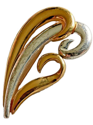 VINTAGE GOLD AND SILVER TONE GEOMETRIC BROOCH