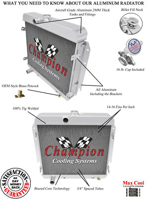 Super Champion 3 Row All Aluminum Radiator for 1965 1966 Dodge Dart V8 Engine