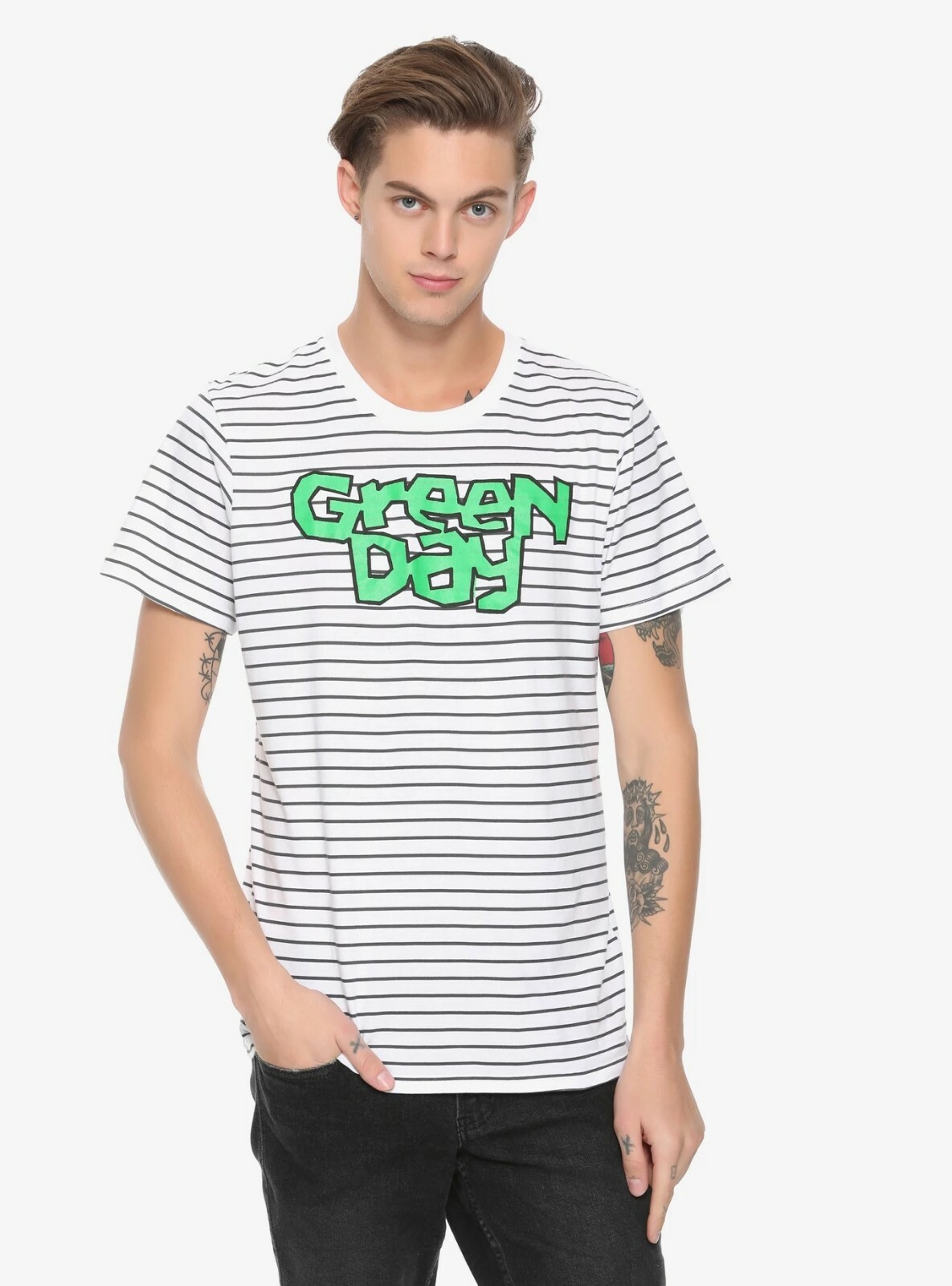 Green Day Mens Green Day Logo Striped Shirt New XS, 2XL | eBay