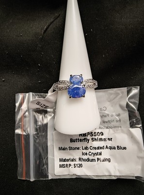 Bomb Party Ring Size 9 Rbp5509 Butterfly Shimmer LC Aqua Blue Ice Crystal 