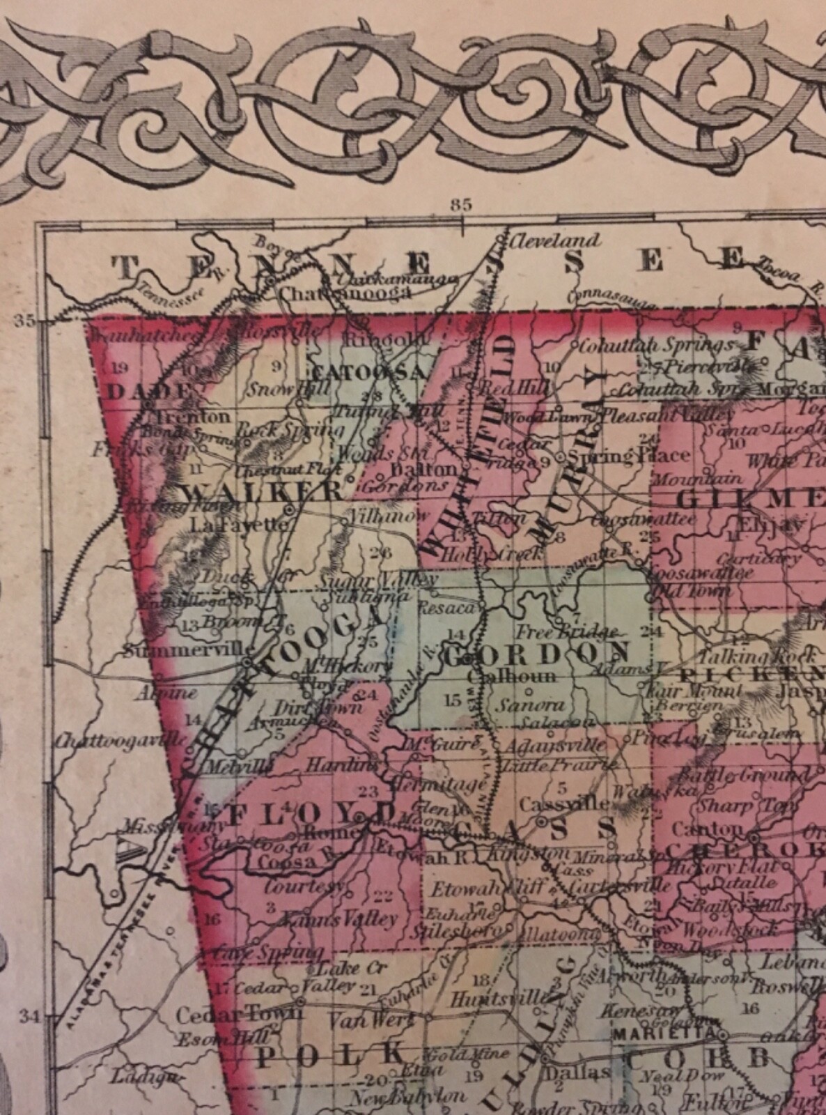 J.H. Colton’s 1859 Atlas Map of Georgia