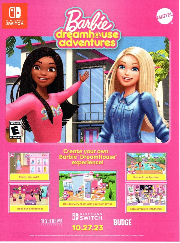 2023 BARBIE DREAMHOUSE ADVENTURES Switch Mattel Video Game Promo PRINT