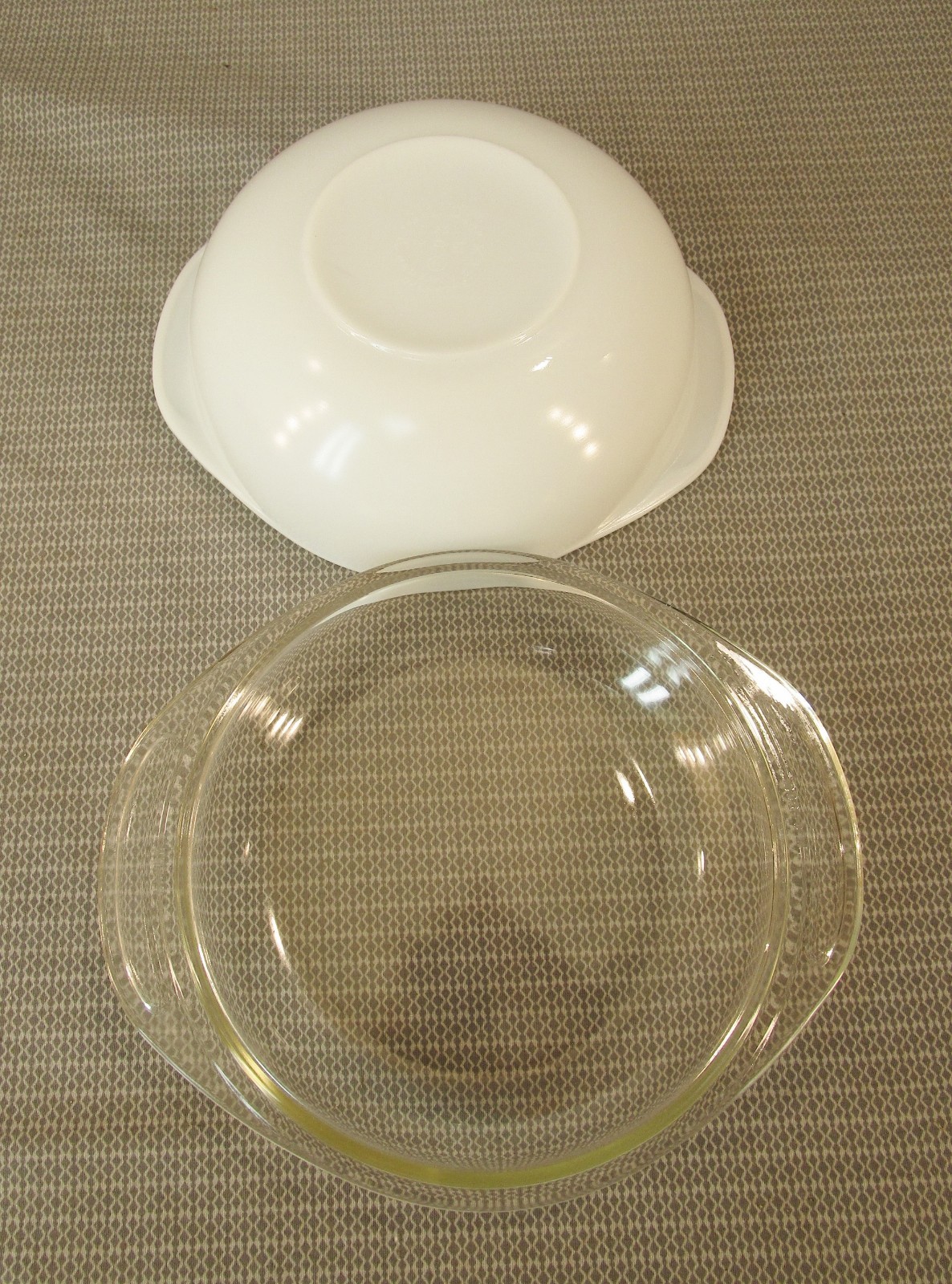 #023 1½qt PYREX WHITE OVENWARE BAKING CASSEROLE DISH W/LID 7½