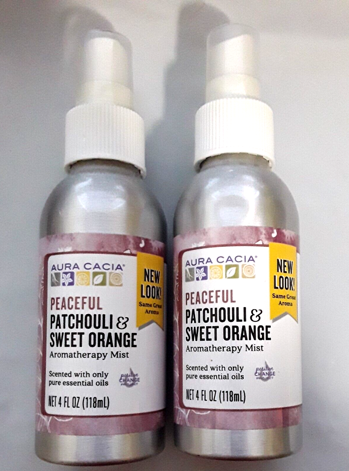 2 - Aura Cacia Peaceful Patchouli and Sweet Orange Mist  4 oz each