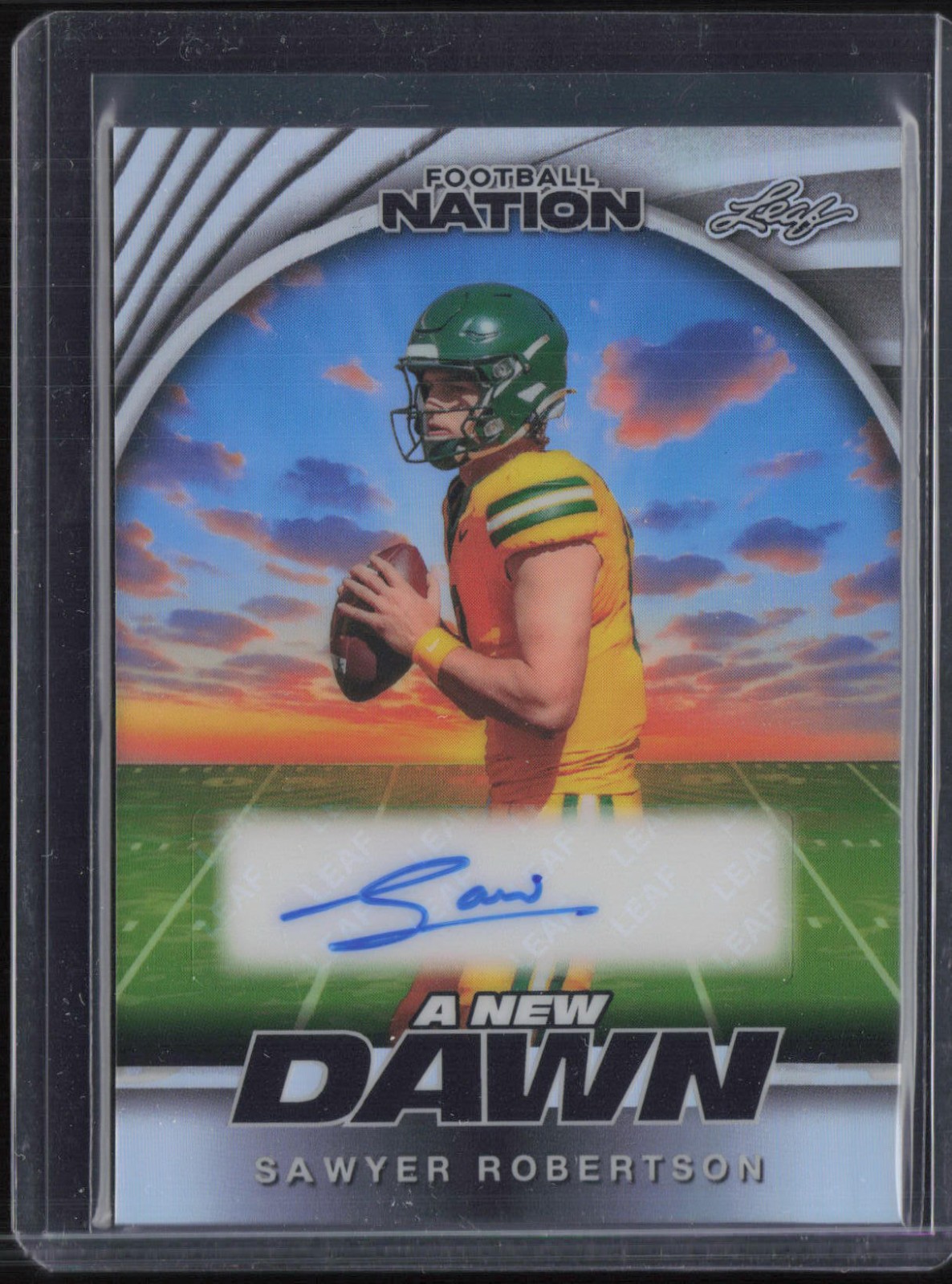 2025 Leaf Football Nation A New Dawn Prismatic Silver Sawyer Robertson /15 Auto