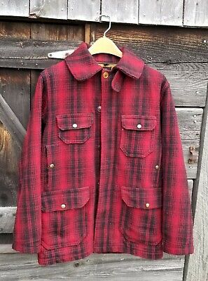 Real Vintage Search Engine Vintage 1940's WOOLRICH Mackinaw Red Buffalo Plaid Wool Hunting Coat Size 38 $95.00 AT vintagedancer.com