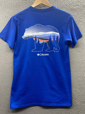 NEW Columbia Shirt Mens Small Blue Fishing Outdoors Bear Mountain Hiking Logo