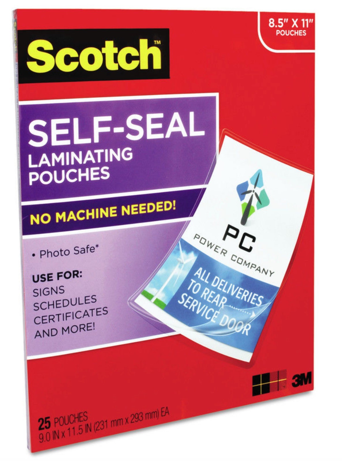 3M Self-Sealing Laminating Pouches 9.5 ml 9X11.5 25 pack 8.5